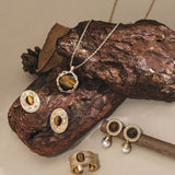 Pure silver tiger's eye pearl earrings