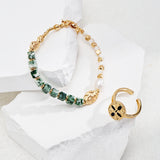 Emerald green square gemstone bracelet