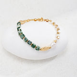 Emerald green square gemstone bracelet