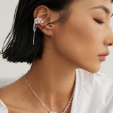 Pure silver pearl ear clip