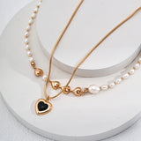 Natural pearl heart-shaped necklace