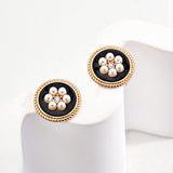 Pure silver imitation pearl earring stud