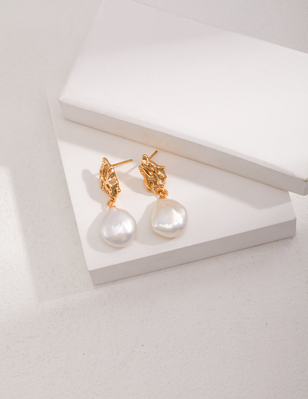 Pure silver Baroque pearl earrings