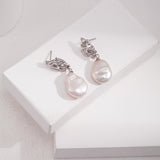 Pure silver Baroque pearl earrings