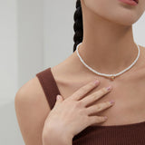 Small golden ball pearl necklace