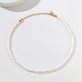 Vintage Chic Pure Silver Rice Pearl Necklace