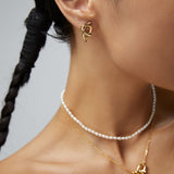 Vintage Chic Pure Silver Rice Pearl Necklace