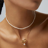 Vintage Chic Pure Silver Rice Pearl Necklace