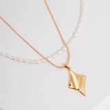 Vintage Chic Pure Silver Rice Pearl Necklace