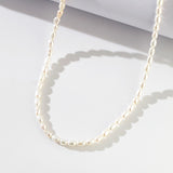 Vintage Chic Pure Silver Rice Pearl Necklace