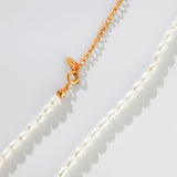 Vintage Chic Pure Silver Rice Pearl Necklace