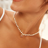 Adjustable Vintage Gold Strawberry Quartz & Natural Pearl Necklace - 925 Sterling Silver, Youthful Energy
