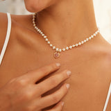 Adjustable Vintage Gold Strawberry Quartz & Natural Pearl Necklace - 925 Sterling Silver, Youthful Energy