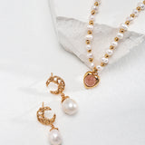 Adjustable Vintage Gold Strawberry Quartz & Natural Pearl Necklace - 925 Sterling Silver, Youthful Energy