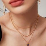 Adjustable 925 Silver & Lapis Lazuli Necklace - Vintage Gold