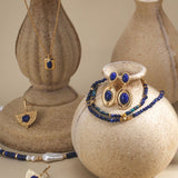 Adjustable 925 Silver & Lapis Lazuli Necklace - Vintage Gold