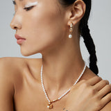 Adjustable Ribbon Pearl Jewelry Set - Necklace, Bracelet & Earrings (Silver-Tone/Gold-Tone)