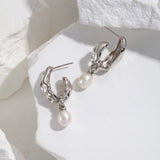 Adjustable Ribbon Pearl Jewelry Set - Necklace, Bracelet & Earrings (Silver-Tone/Gold-Tone)