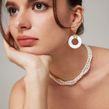 Baroque Pearl Shell Jewelry Set - Necklace & Earrings (Gold-Tone 925 Silver)
