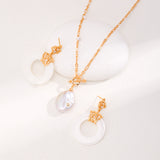 Baroque Pearl Shell Jewelry Set - Necklace & Earrings (Gold-Tone 925 Silver)