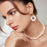 Baroque Pearl Shell Jewelry Set - Necklace & Earrings (Gold-Tone 925 Silver)