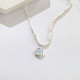 Adjustable Opal & Pearl Necklace - Silver/Gold-Tone 925 Sterling Silver