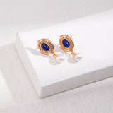 Lapis Lazuli Jewelry Set - Necklace & Earrings (Gold-Tone 925 Silver)