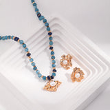 Adjustable Amazonite & Pearl Necklace - Gold-Tone 925 Silver