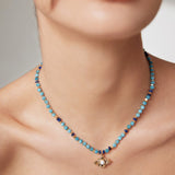 Adjustable Amazonite & Pearl Necklace - Gold-Tone 925 Silver