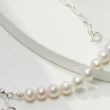 Deconstructed Pearl Necklace & Earrings Set - 925 Silver (10mm Pearl)