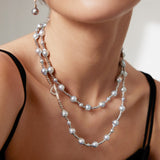 Luxury Akoya Pearl Necklace - Authentic "Shinadama" Grey (90cm, 5-8.5mm)