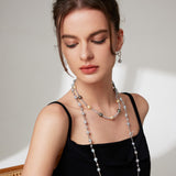 Luxury Akoya Pearl Necklace - Authentic "Shinadama" Grey (90cm, 5-8.5mm)