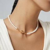 Floral Cluster Pearl Necklace & Earrings Set - 925 Silver (Silver/Gold-Tone)
