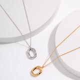 Adjustable 925 Silver Curb Chain Necklace with O-Pendant (Silver/Gold-Tone)
