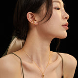 Adjustable 925 Silver Curb Chain Necklace with O-Pendant (Silver/Gold-Tone)