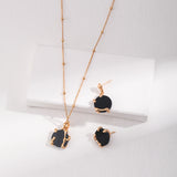 Adjustable Black Onyx Necklace - 925 Silver (Silver/Gold-Tone)