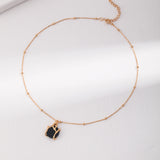 Adjustable Black Onyx Necklace - 925 Silver (Silver/Gold-Tone)