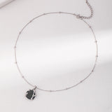 Adjustable Black Onyx Necklace - 925 Silver (Silver/Gold-Tone)