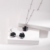 Adjustable Black Onyx Necklace - 925 Silver (Silver/Gold-Tone)