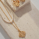 Adjustable Rice Pearl Necklace - 925 Silver with Gold-Tone