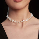 Adjustable Golden Pearl Necklace - 925 Silver with 5-8mm Natural Pearls