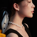 Adjustable Golden Pearl Necklace - 925 Silver with 5-8mm Natural Pearls