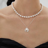 Adjustable 925 Silver Pearl Necklace - Raw Silver Finish (8mm Pearl)