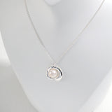 Adjustable 925 Silver Pearl Necklace - Raw Silver Finish (8mm Pearl)