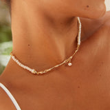 Adjustable Pearl Necklace Set - 925 Silver (Silver/Gold-Tone)