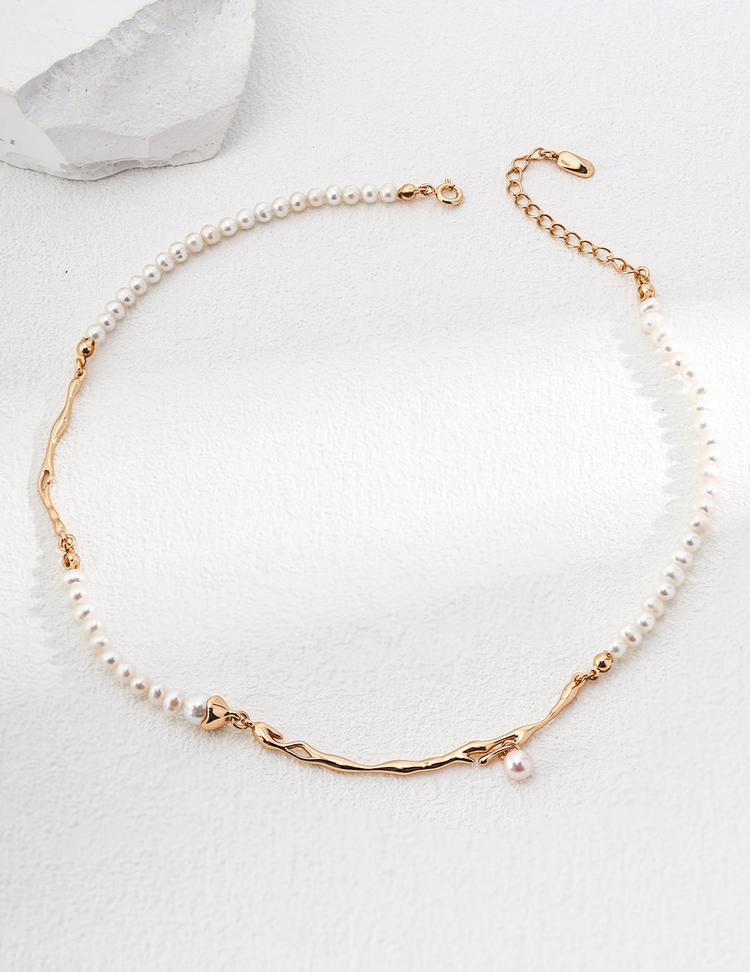 Adjustable Pearl Necklace Set - 925 Silver (Silver/Gold-Tone)