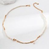 Adjustable Pearl Necklace Set - 925 Silver (Silver/Gold-Tone)