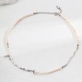 Adjustable Pearl Necklace Set - 925 Silver (Silver/Gold-Tone)