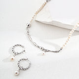 Adjustable Pearl Necklace Set - 925 Silver (Silver/Gold-Tone)