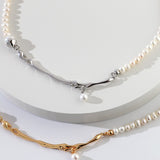Adjustable Pearl Necklace Set - 925 Silver (Silver/Gold-Tone)